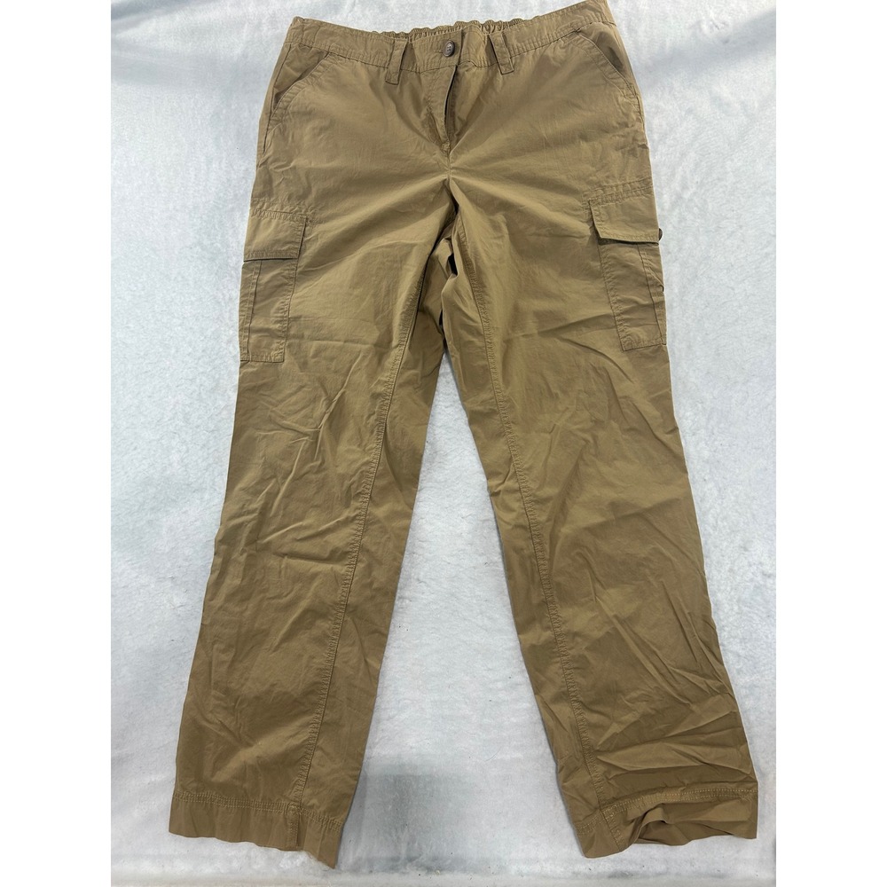 Lands' End Khaki Cargo Pants Tan Cotton Straight Leg Size 16 Utility Trousers